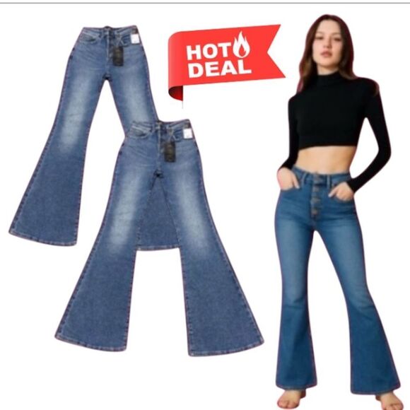 Lee Vintage Modern High Rise Flare Jeans 27x33 NWT Stretch Denim. Lot of 2 - Picture 1 of 16